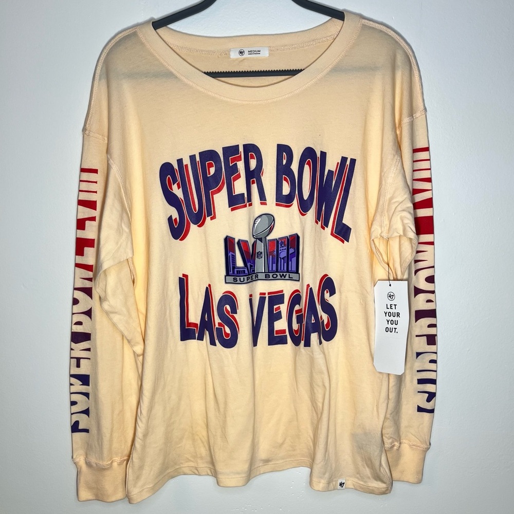 ’47 Brand NFL Super Bowl LVIII Las Vegas Long Sleeve T-Shirt Women’s Medium NWT